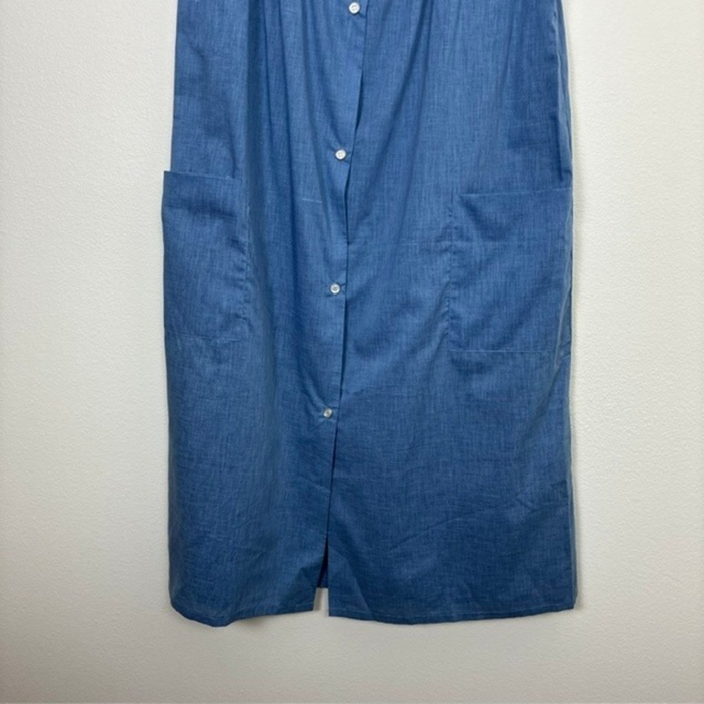 Vintage Ashley Taylor Chambray Sleeveless Nightgown Dress Women's S Cottagecore - Picture 2 of 6